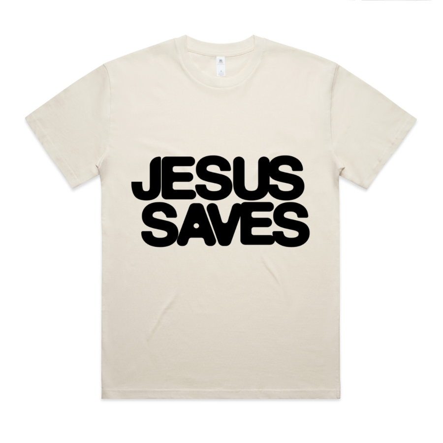 Jesus Saves Oversized Tee (Ecru)